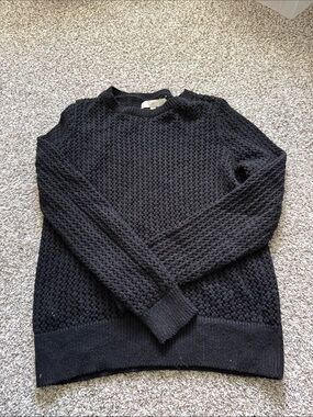 LOFT Black Open Knit Sweater